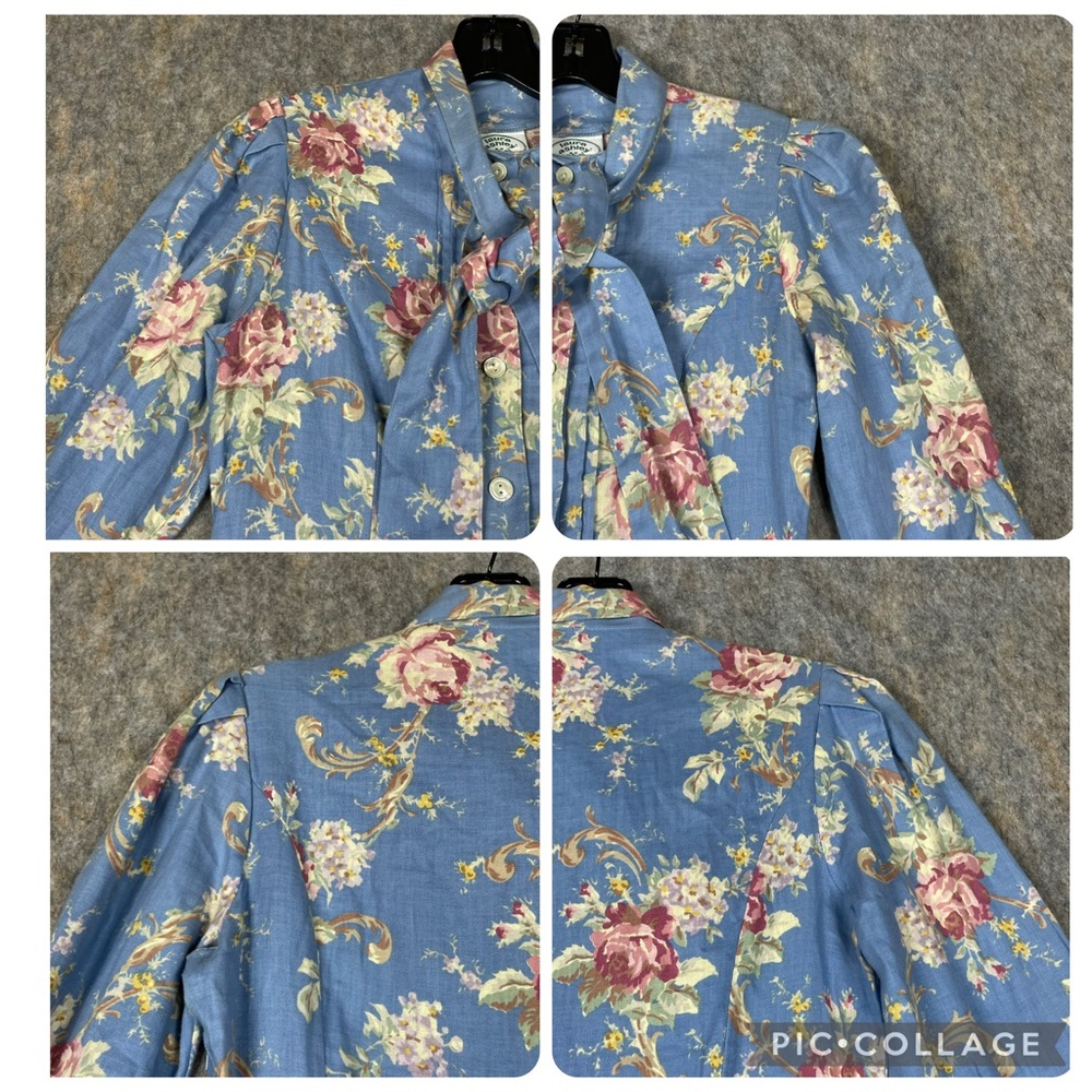 Laura Ashley Cottagecore Romantic Feminine Prairie Floral Cotton Wool Dress Sz 8 - Picture 7 of 16
